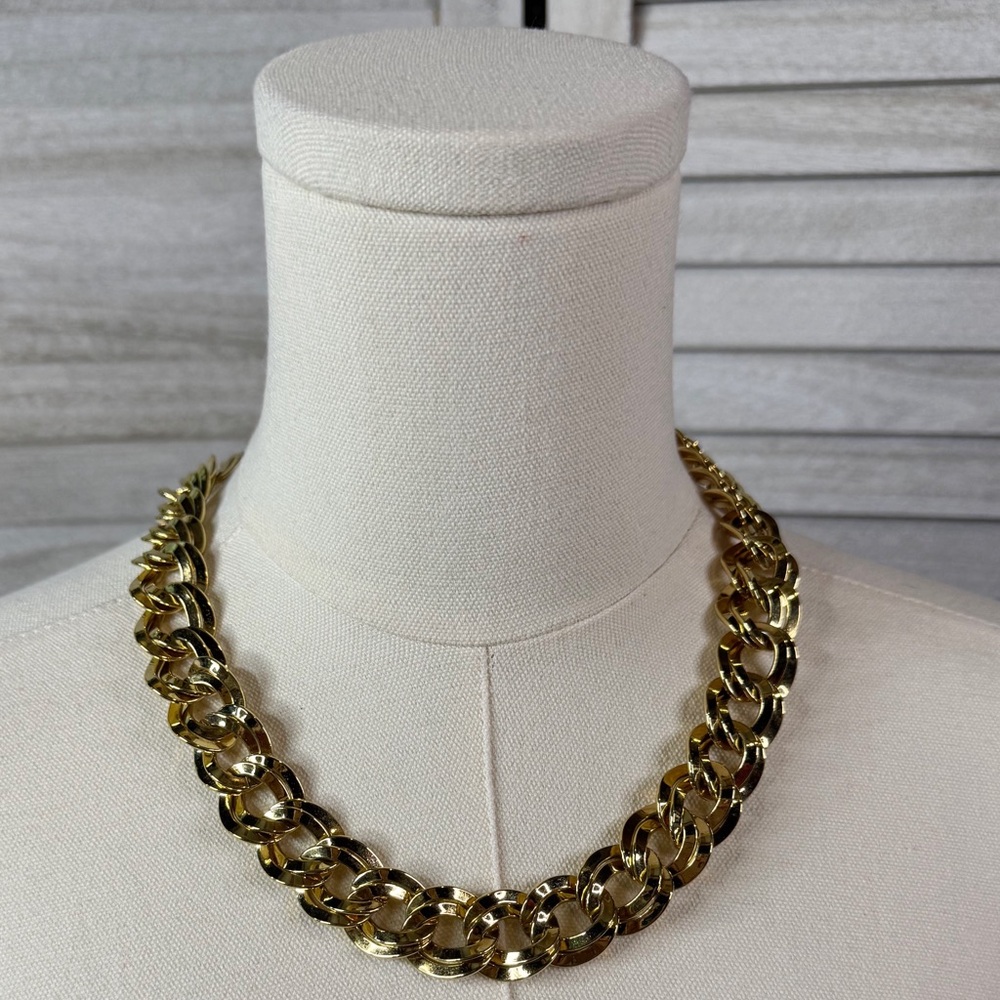 Vintage Gold Tone Chain Necklace Chunky Link Statement Jewelry Classic Chic